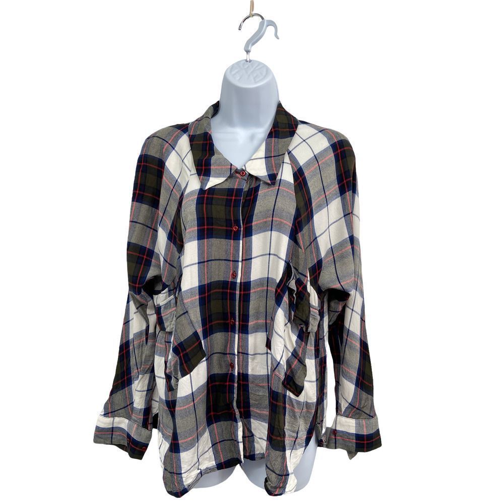 Zara Trafaluc Collection Multicolor Plaid Long Sleeve Shirt Small‎
